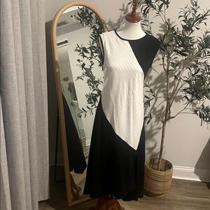 DKNY Asymmetrical Black and White Dress